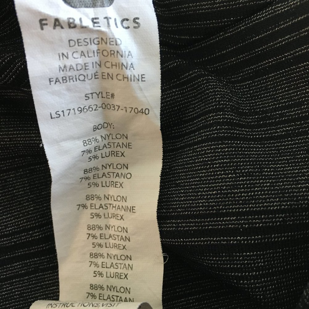 Fabletics Fitted Black Gray Striped Thumbholes Ho… - image 3